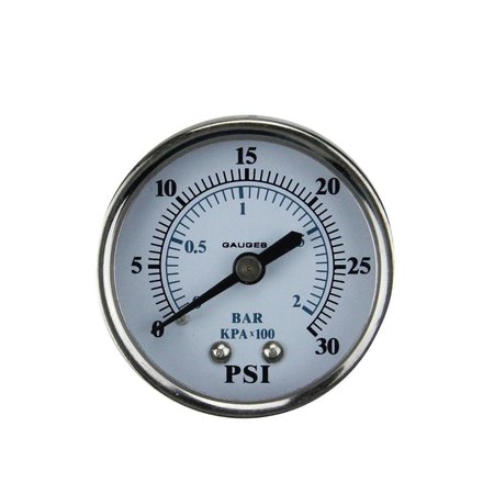 POOL CENTRAL 2 in. Back Mount Stainless Steal Pressure Gauge 0-30 PSI 32727583